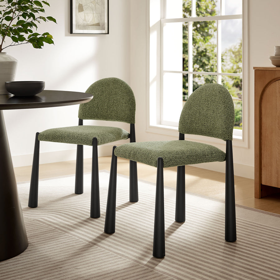 Magnus Upholstered Fabric Dining Side Chair in Black Leaf