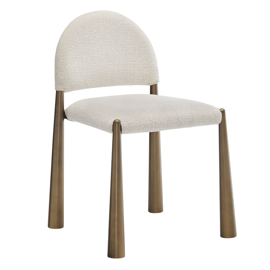 Magnus Upholstered Fabric Dining Side Chair in Brass Cream