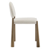 Magnus Upholstered Fabric Dining Side Chair in Brass Cream