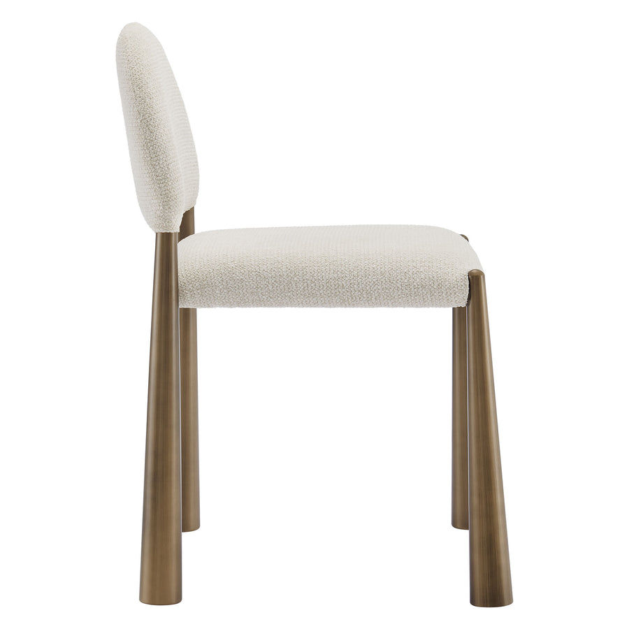 Magnus Upholstered Fabric Dining Side Chair in Brass Cream