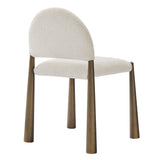 Magnus Upholstered Fabric Dining Side Chair in Brass Cream