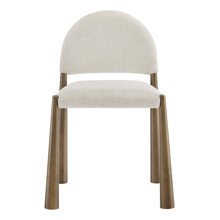 Magnus Upholstered Fabric Dining Side Chair in Brass Cream