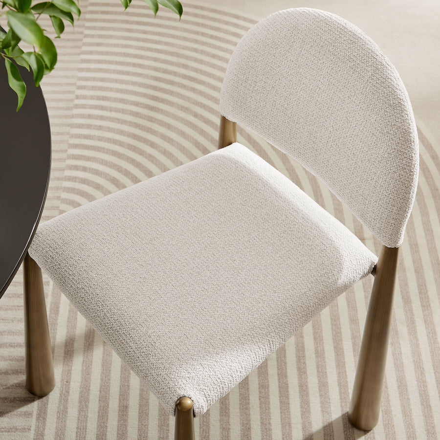 Magnus Upholstered Fabric Dining Side Chair in Brass Cream