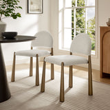 Magnus Upholstered Fabric Dining Side Chair in Brass Cream