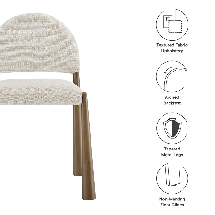 Magnus Upholstered Fabric Dining Side Chair in Brass Cream