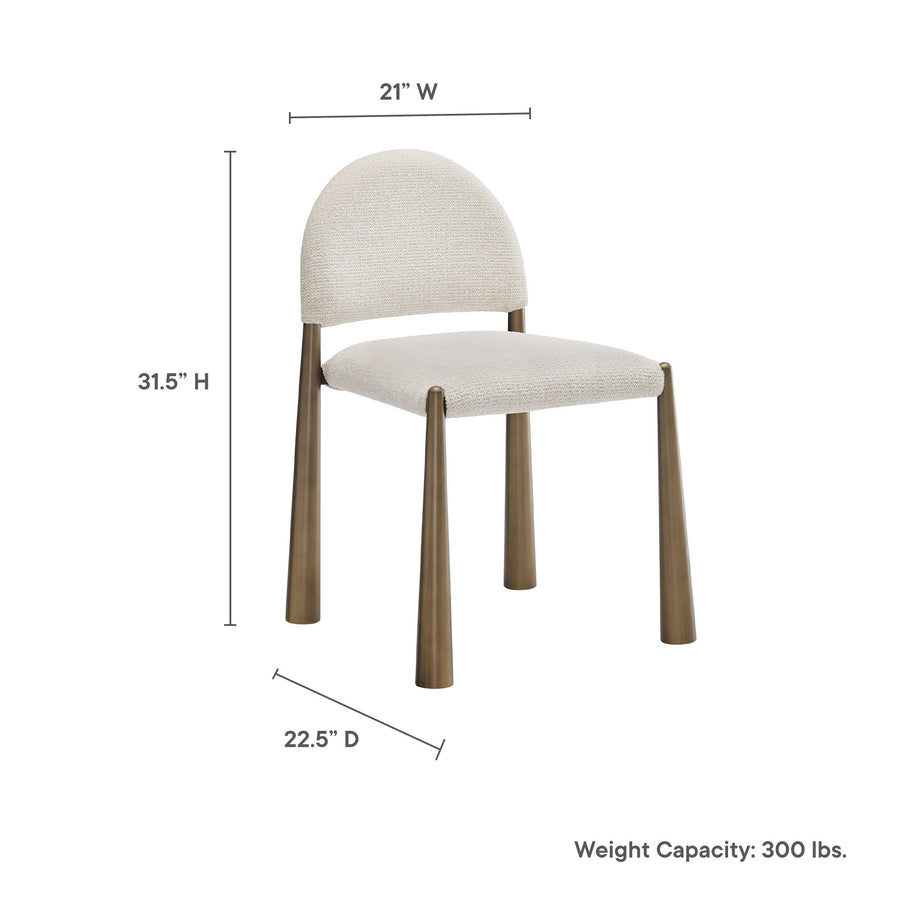 Magnus Upholstered Fabric Dining Side Chair in Brass Cream