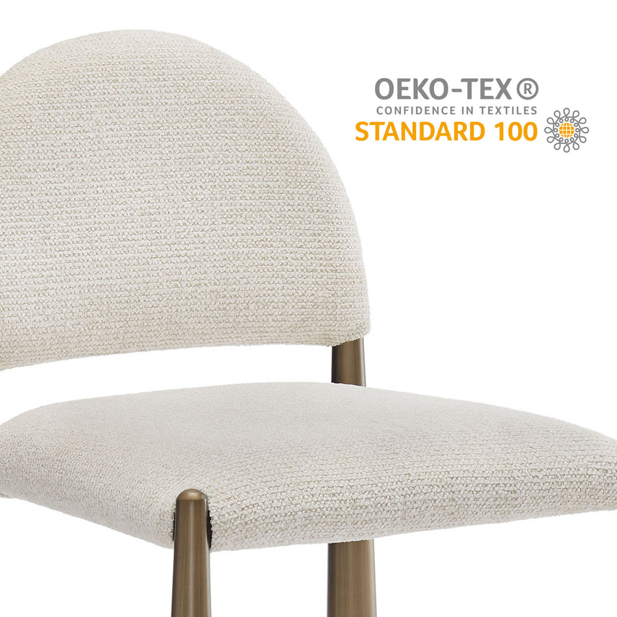 Magnus Upholstered Fabric Dining Side Chair in Brass Cream