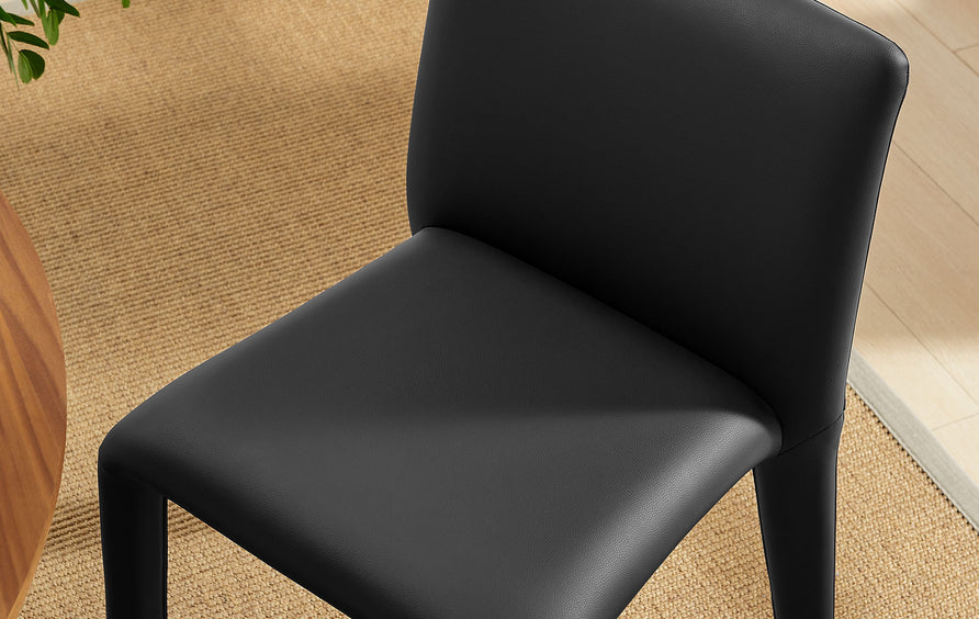Liora Vegan Leather Upholstered Dining Chair in Black