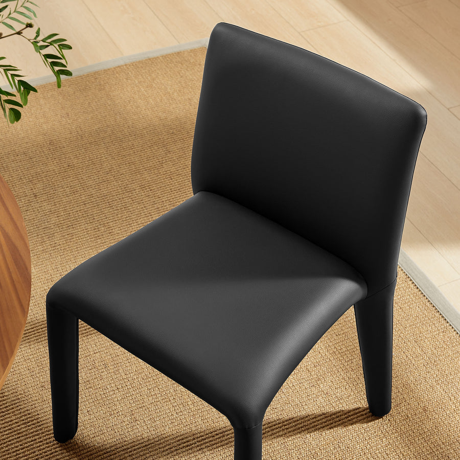 Liora Vegan Leather Upholstered Dining Chair in Black