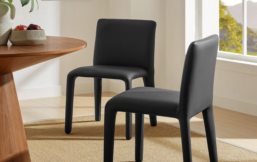 Liora Vegan Leather Upholstered Dining Chair in Black