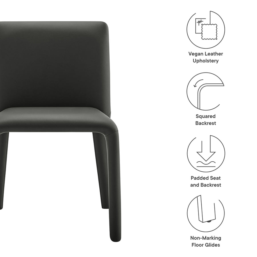 Liora Vegan Leather Upholstered Dining Chair in Black