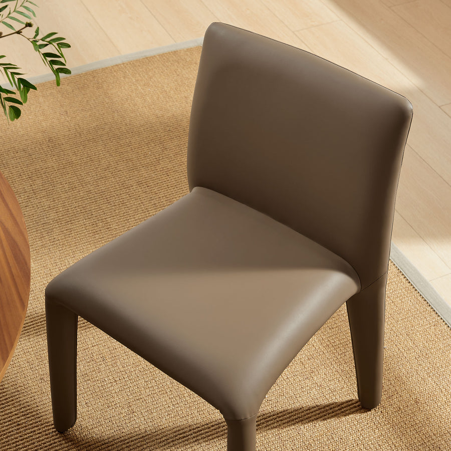 Liora Vegan Leather Upholstered Dining Chair in Mushroom Brown