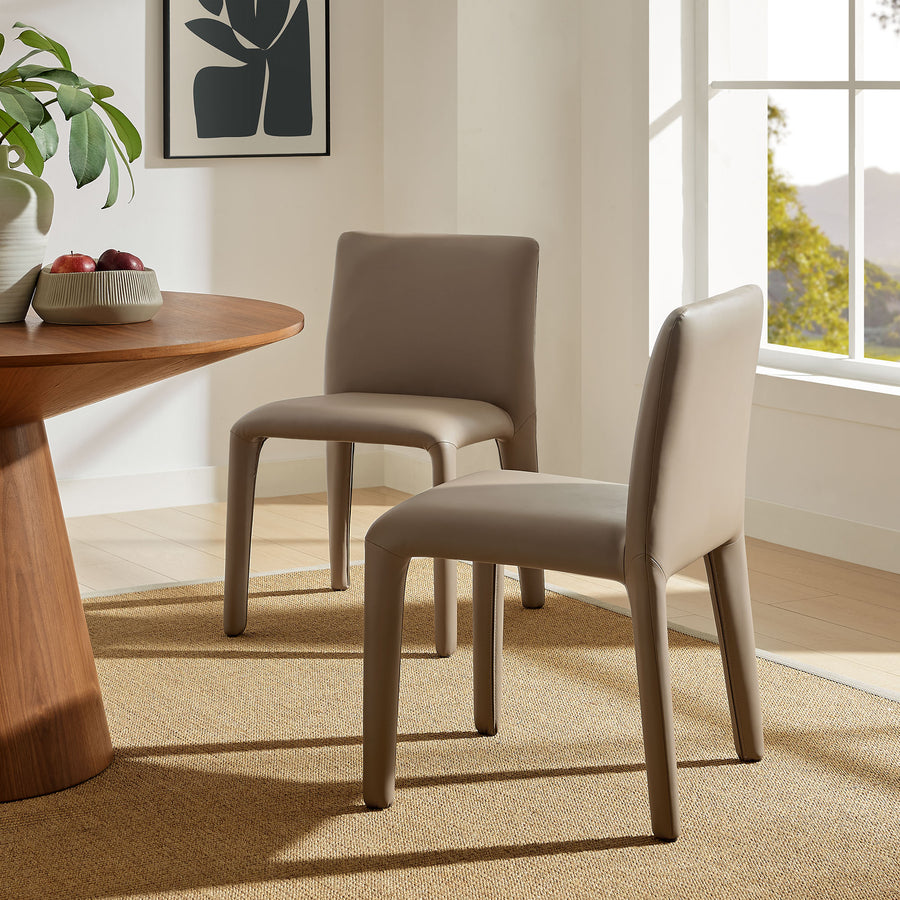 Liora Vegan Leather Upholstered Dining Chair in Mushroom Brown