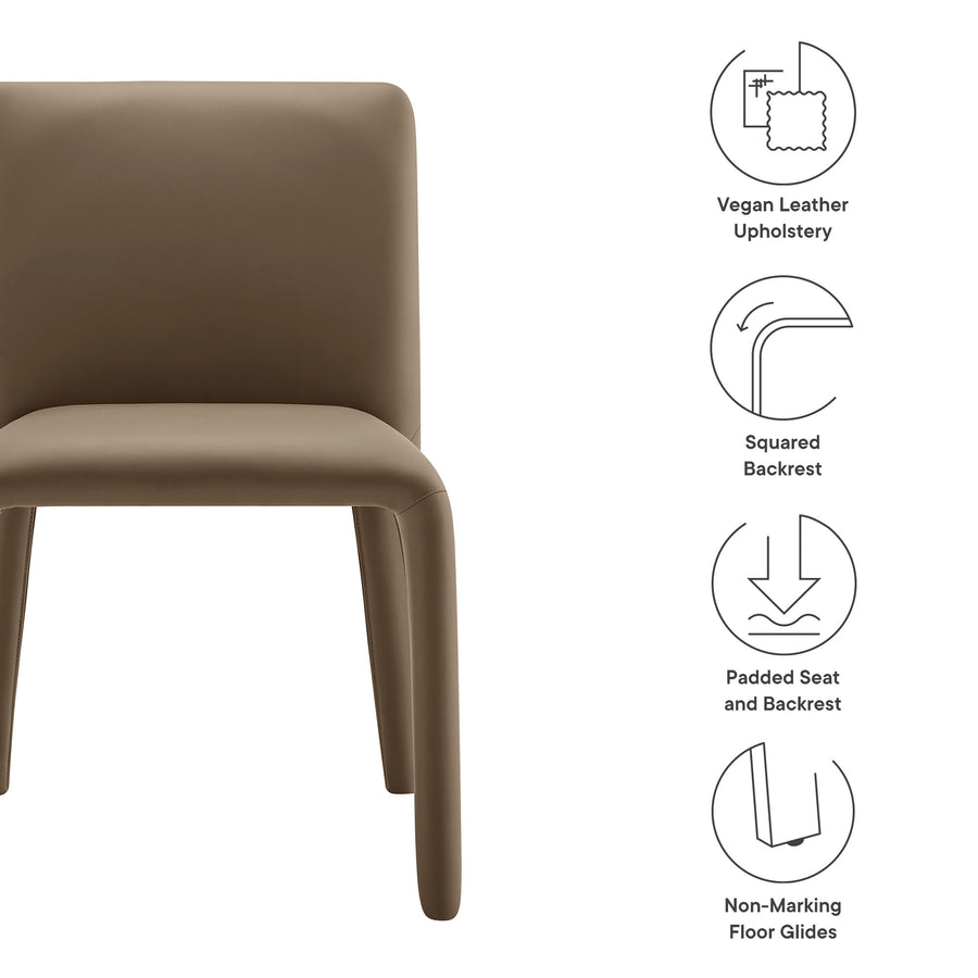 Liora Vegan Leather Upholstered Dining Chair in Mushroom Brown