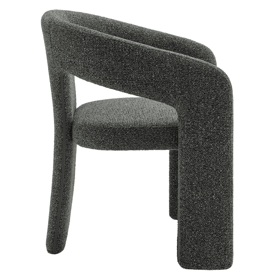 Helgeland Barrel Fabric Upholstered Dining Accent Chair in Anthracite