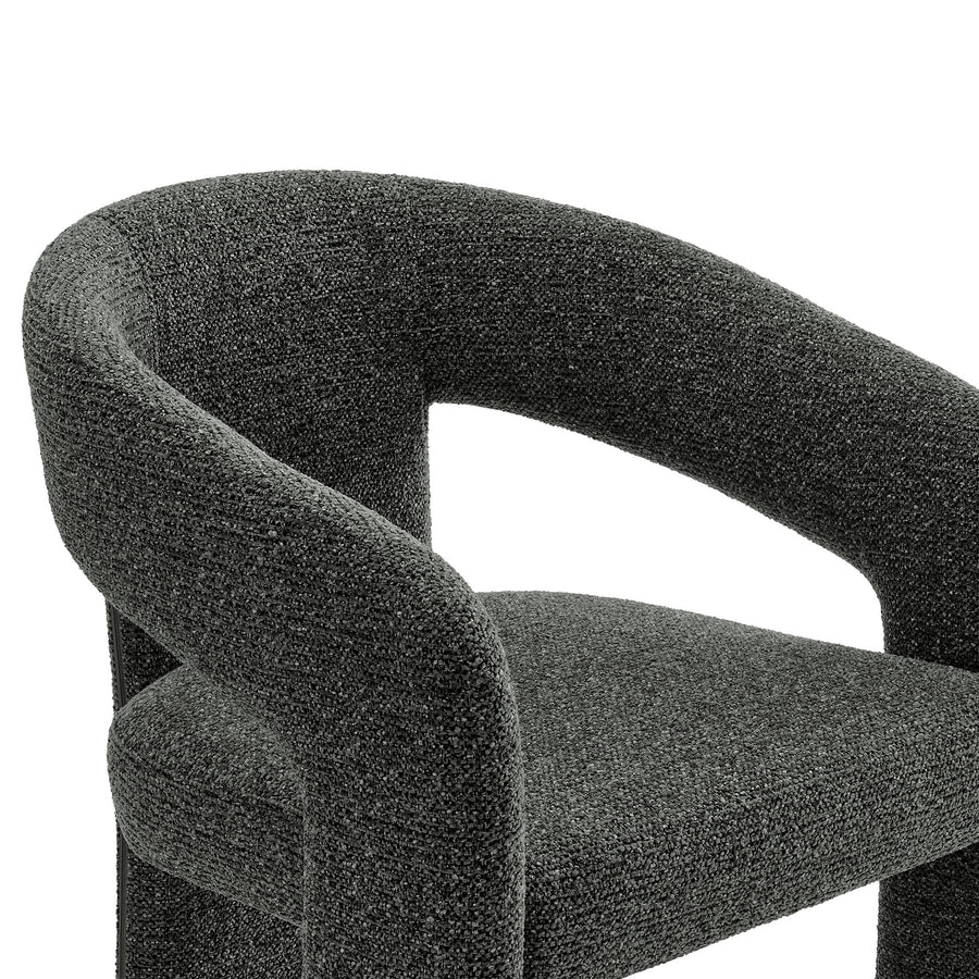 Helgeland Barrel Fabric Upholstered Dining Accent Chair in Anthracite