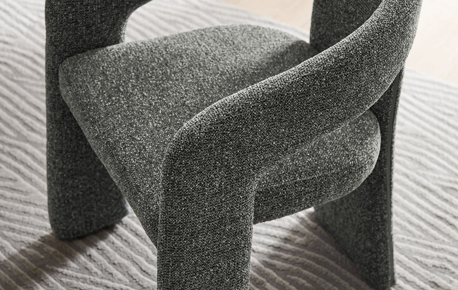Helgeland Barrel Fabric Upholstered Dining Accent Chair in Anthracite