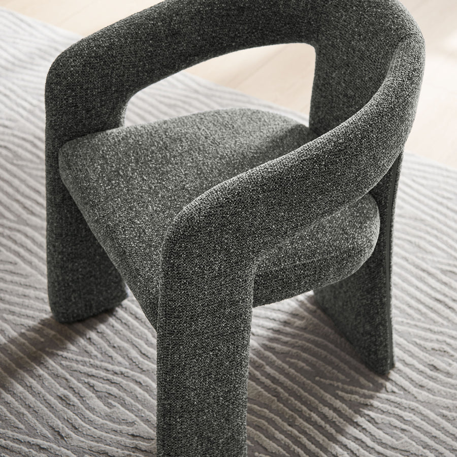 Helgeland Barrel Fabric Upholstered Dining Accent Chair in Anthracite
