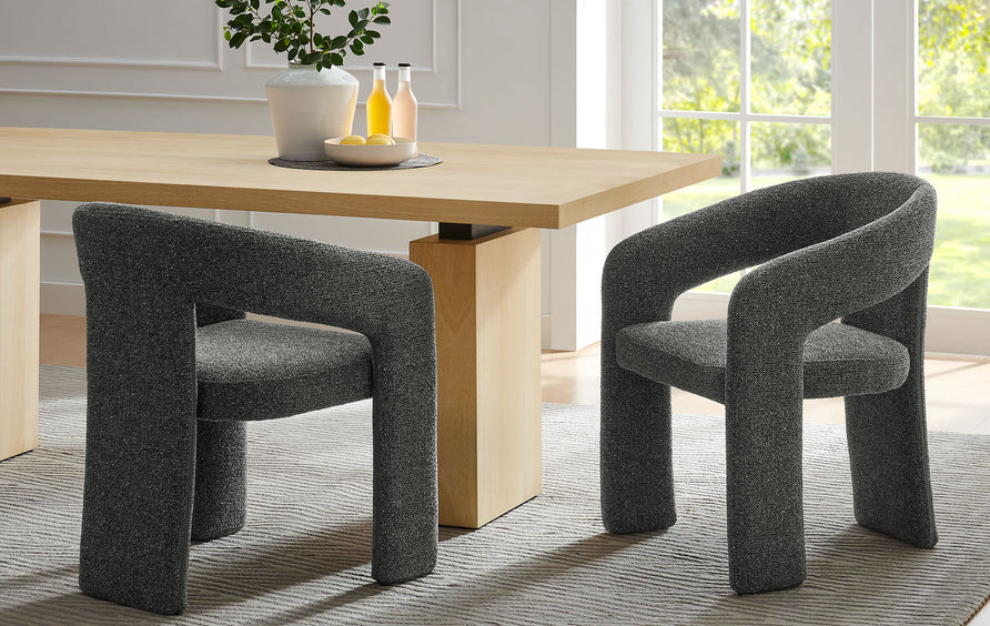 Helgeland Barrel Fabric Upholstered Dining Accent Chair in Anthracite