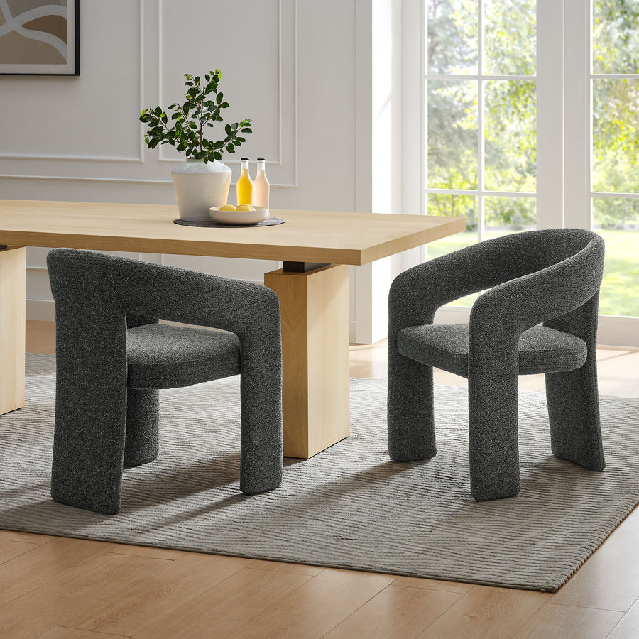 Helgeland Barrel Fabric Upholstered Dining Accent Chair in Anthracite