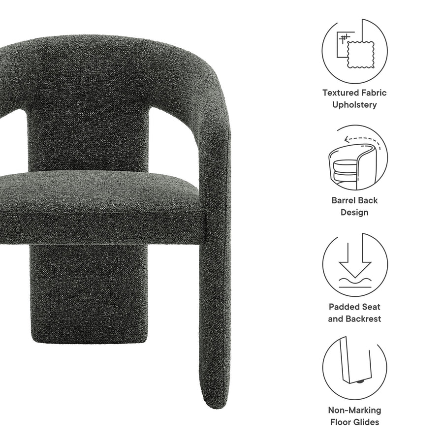 Helgeland Barrel Fabric Upholstered Dining Accent Chair in Anthracite