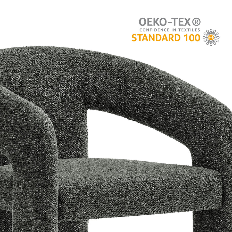 Helgeland Barrel Fabric Upholstered Dining Accent Chair in Anthracite
