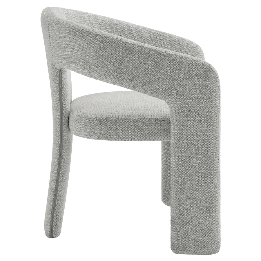 Helgeland Barrel Fabric Upholstered Dining Accent Chair in Dove Gray