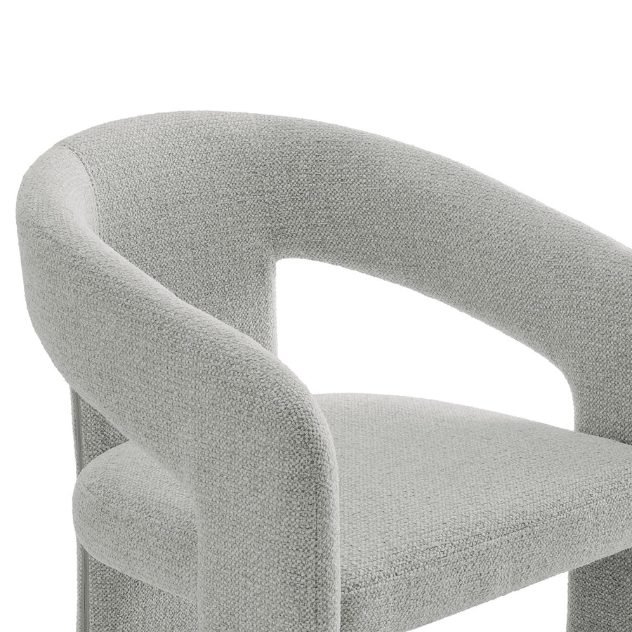 Helgeland Barrel Fabric Upholstered Dining Accent Chair in Dove Gray