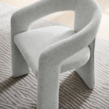 Helgeland Barrel Fabric Upholstered Dining Accent Chair in Dove Gray