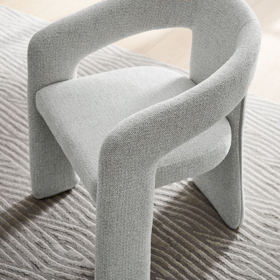 Helgeland Barrel Fabric Upholstered Dining Accent Chair in Dove Gray