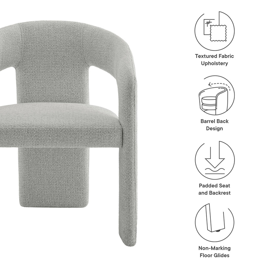 Helgeland Barrel Fabric Upholstered Dining Accent Chair in Dove Gray