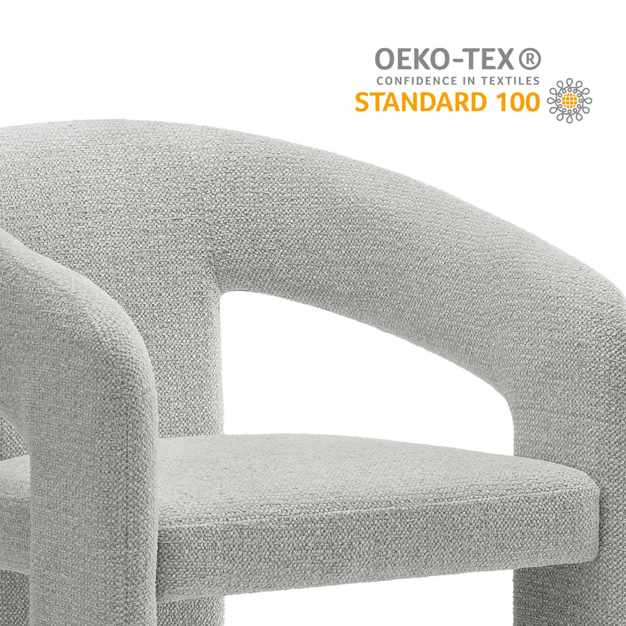 Helgeland Barrel Fabric Upholstered Dining Accent Chair in Dove Gray