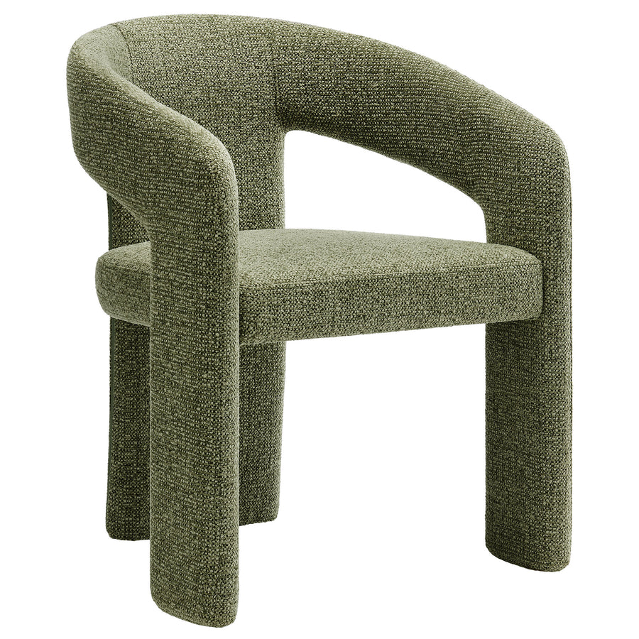 Helgeland Barrel Fabric Upholstered Dining Accent Chair in Leaf