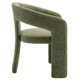 Helgeland Barrel Fabric Upholstered Dining Accent Chair in Leaf