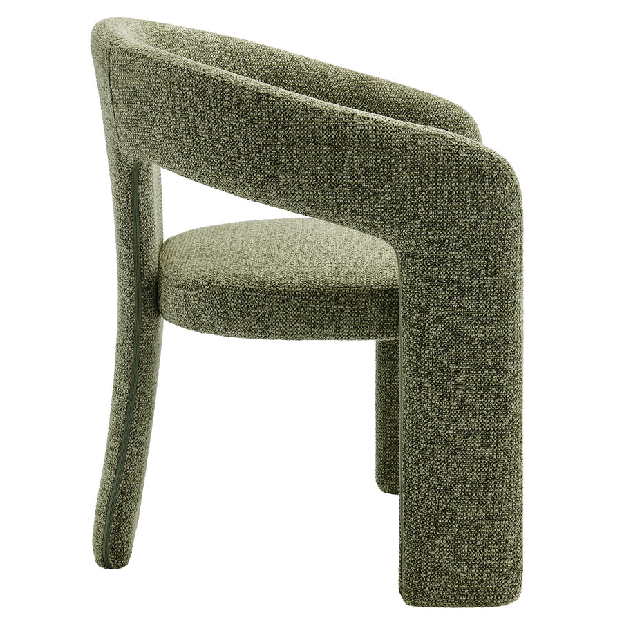 Helgeland Barrel Fabric Upholstered Dining Accent Chair in Leaf