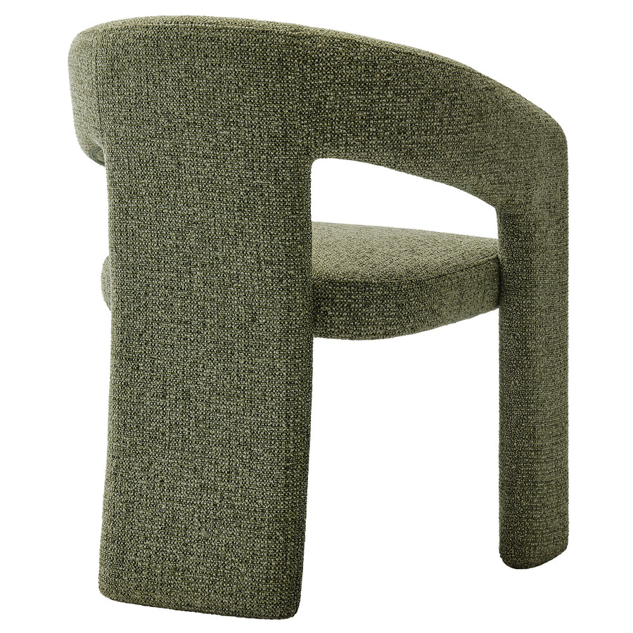 Helgeland Barrel Fabric Upholstered Dining Accent Chair in Leaf