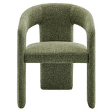 Helgeland Barrel Fabric Upholstered Dining Accent Chair in Leaf