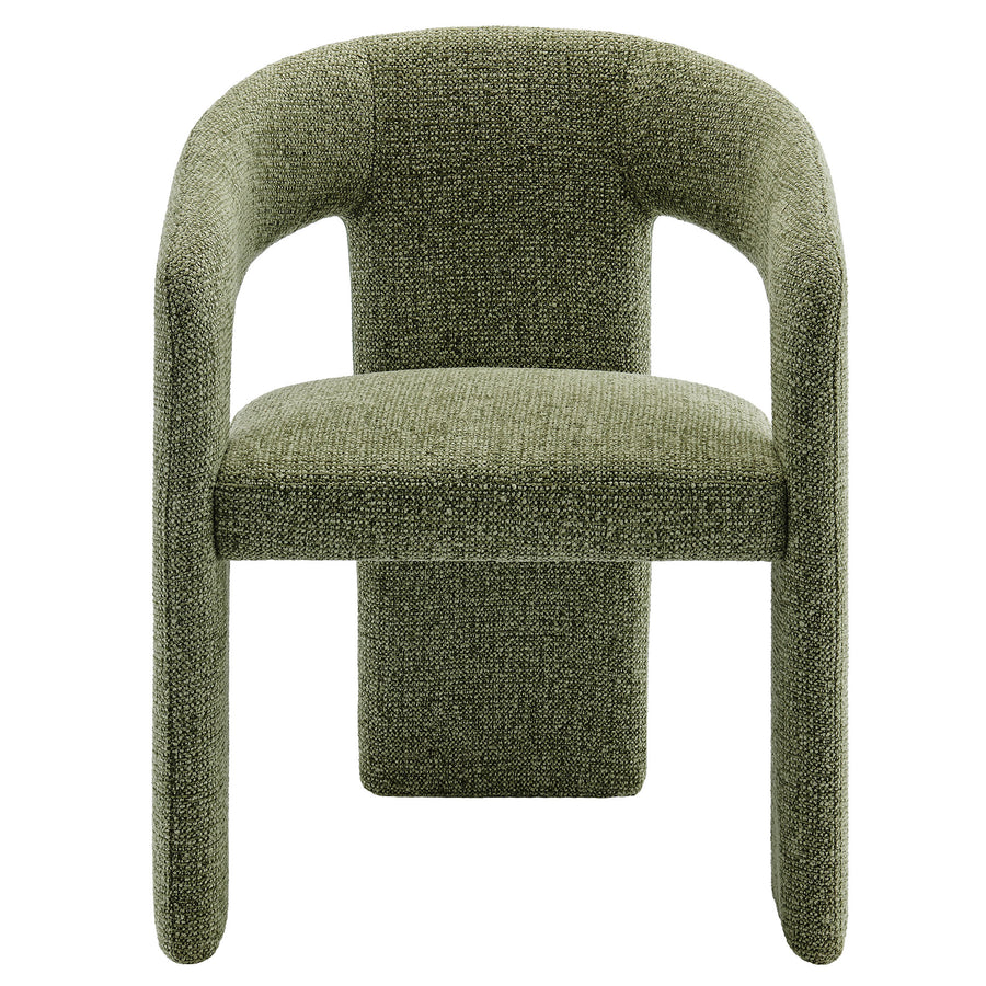 Helgeland Barrel Fabric Upholstered Dining Accent Chair in Leaf