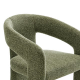 Helgeland Barrel Fabric Upholstered Dining Accent Chair in Leaf
