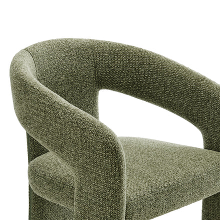 Oslo Barrel Fabric Upholstered Dining Accent Chair in Leaf
