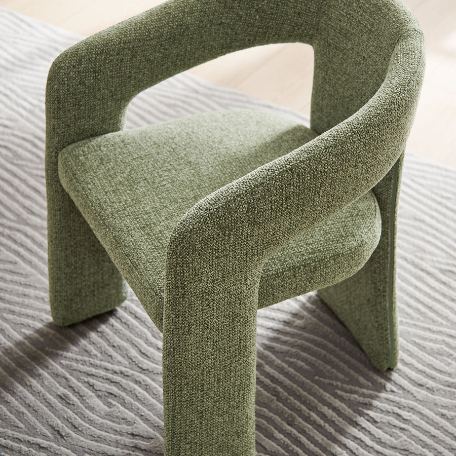 Helgeland Barrel Fabric Upholstered Dining Accent Chair in Leaf