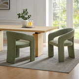 Helgeland Barrel Fabric Upholstered Dining Accent Chair in Leaf