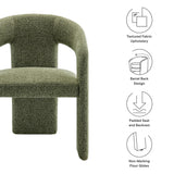Helgeland Barrel Fabric Upholstered Dining Accent Chair in Leaf