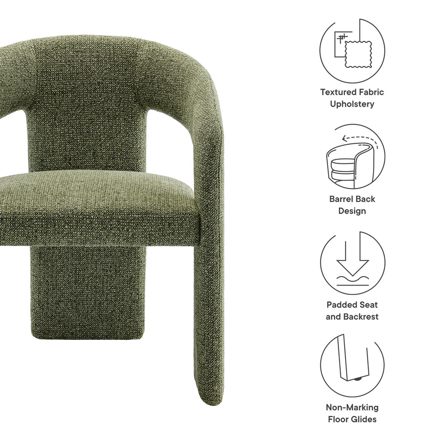 Helgeland Barrel Fabric Upholstered Dining Accent Chair in Leaf