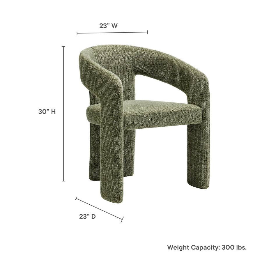 Helgeland Barrel Fabric Upholstered Dining Accent Chair in Leaf