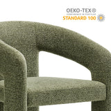 Helgeland Barrel Fabric Upholstered Dining Accent Chair in Leaf