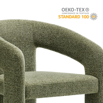Oslo Barrel Fabric Upholstered Dining Accent Chair in Leaf