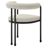 Carys Curved Back Boucle and Metal Dining Accent Chair in Black Pearl