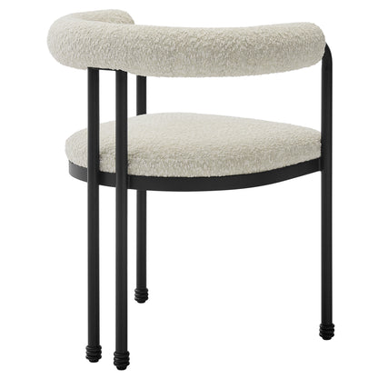 Turin Curved Back Boucle and Metal Dining Accent Chair by Furniture For America
