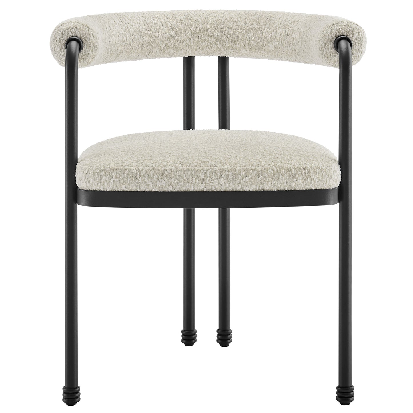 Turin Curved Back Boucle and Metal Dining Accent Chair by Furniture For America